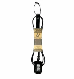 7" SLATER DESIGNS REGULAR SURFBOARD LEASH (Black/Black, 7'0")(SW)