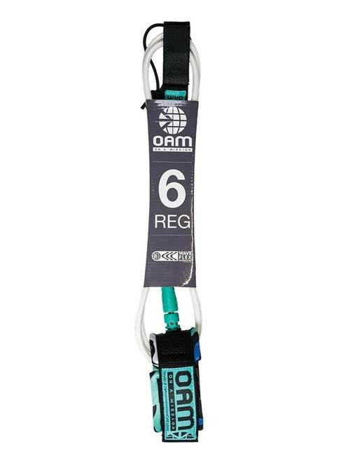 OAM Maud Le Car Signature Leash 6' White/Blue 1 OAM Maud Le Car Signature Leash 6' White/Blue