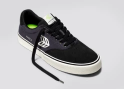 CARIUMA NAIOCA PRO JET BLACK SUEDE WOMEN'S SHOE -surf sale shop naioca skate off black ivory suede sneaker.slideshow3 804a813d 3fec 485f 98ea 5e96cb085d1b 75740.1674596484