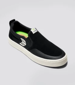 CARIUMA SLIP ON PRO BLACK SEUDE MEN'S SHOE -surf sale shop slip on skate pro black ivory sneaker.fb feed 38235.1674596336